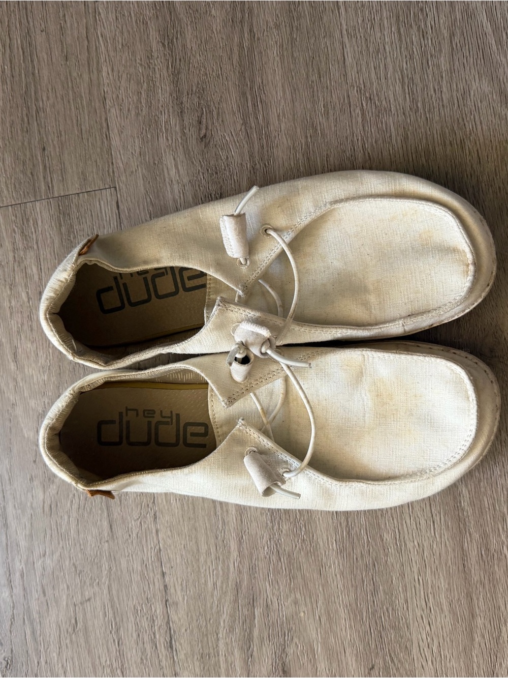 Hey Dude Beige Canvas Moccasin Slip-Ons